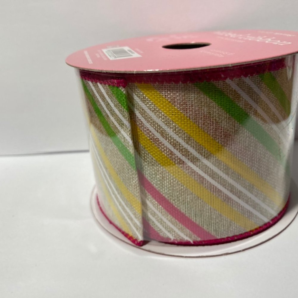 Wired Ribbon Spring Stripe 2.5" 25' - Picture 6 of 12